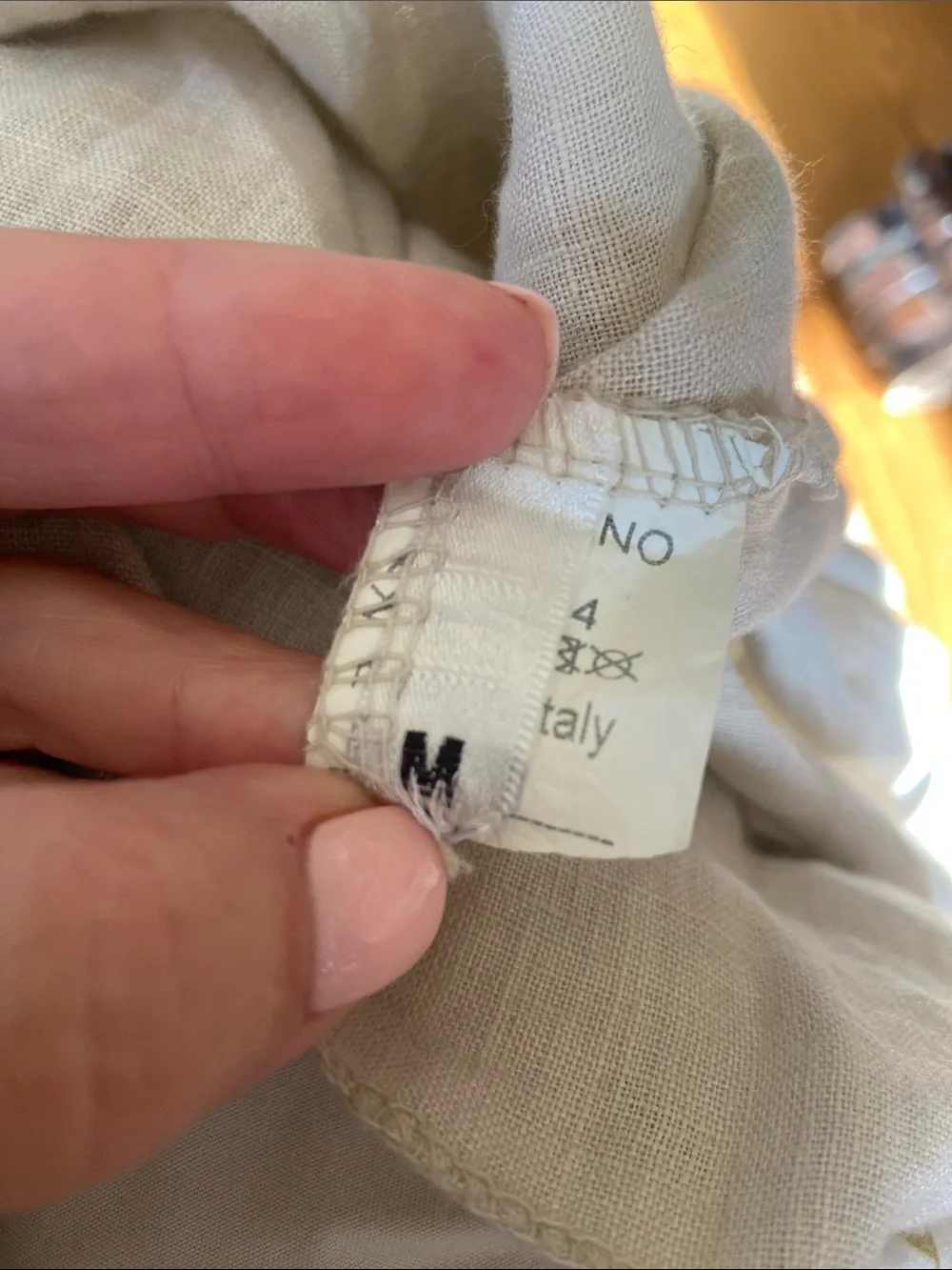 NYLL Italia 100% Linen Parachute Dress Flax Size M Ruched Boho Lagenlook Casual